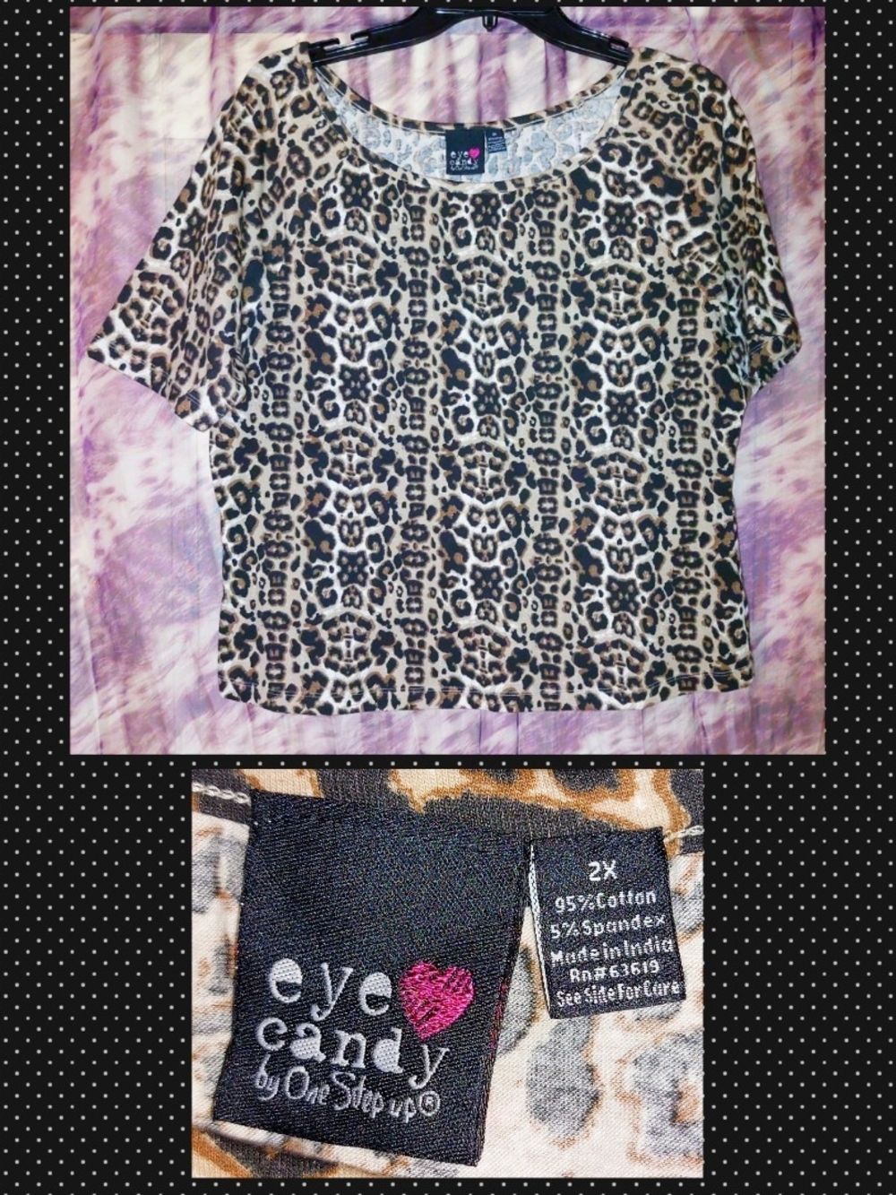 Eye Candy brand Brown/Multicolors Leopard Print Soft Knit Top Jrs Plus Sz 2X